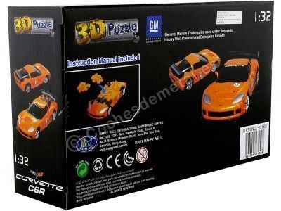 CARSDEMETAL.ES 2005 Chevrolet Corvette C6R "Puzzle 3d de 62 pièces" Orange 1:32 Happy Well 57150 2