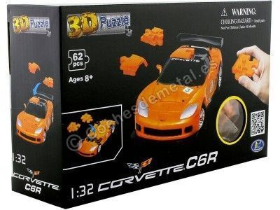 2005 Chevrolet Corvette C6R "Puzle 3D de 62 piezas" Naranja 1:32 Happy Well 57150 Cochesdemetal.es
