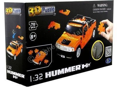 Cochesdemetal.es 2004 Hummer H2 Pickup "Puzle 3D de 70 piezas" Naranja 1:32 Happy Well 57100