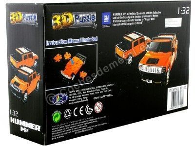 Carsdemetal.es 2004 Hummer H2 Pickup "Puzzle 3D de 70 pièces" Orange 1:32 Happy Well 57100 2