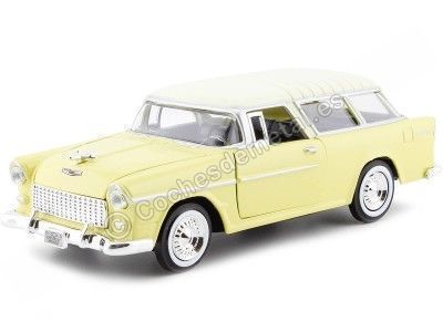 Cochesdemetal.es 1955 Chevy Bel Air Nomad Jaune / Beige 1:24 Motor Max 73248