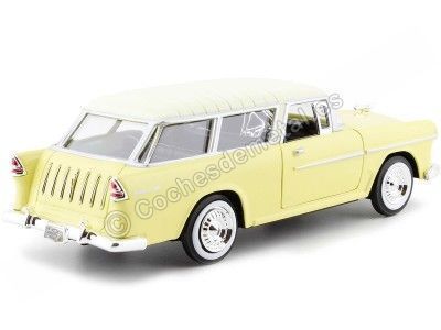 Cochesdemetal.es 1955 Chevy Bel Air Nomad Jaune / Beige 1:24 Motor Max 73248 2