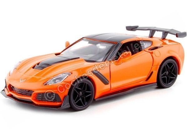 Cochesdemetal.es 2019 Chevrolet Corvette ZR1 Orange / Noir 1:24 MOTOR MAX 79356