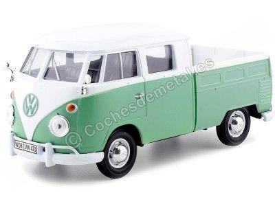 CARSDEMETAL.ES 1967 Volkswagen VW Type 2 T1 Pick-up à double cabine verte / blanc 1:24 Motor max 79343