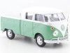 Cochesdemetal.es 1967 Volkswagen VW Type 2 T1 Cabina Doble Pickup Verde/Blanco 1:24 Motor Max 79343