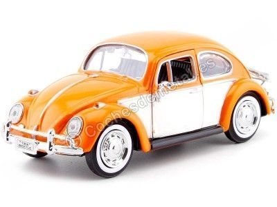 CARSDEMETAL.ES 1974 Volkswagen VW (Beetle) Beetle avec porte-orange / beige 1:24 Motor Max 7955