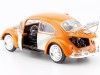 CARSDEMETAL.ES 1974 Volkswagen VW (Beetle) Beetle avec porte-orange / beige 1:24 Motor Max 7955