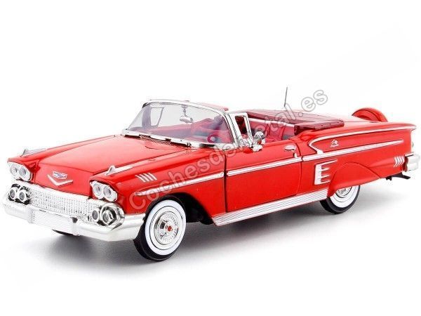 Cochesdemetal.es 1958 Chevrolet Impala Roadster Rojo 1:24 Motor Max 73267