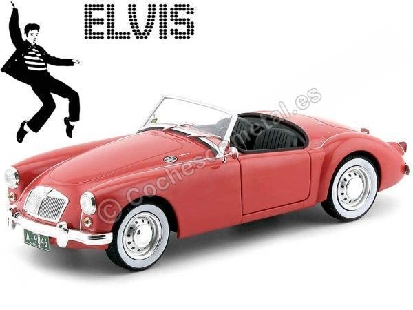 Cochesdemetal.es 1959 MG A 1600 Roadster MKI "Elvis Presley - Amor en Hawaii" Coral Red 1:18 Greenlight 13524