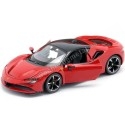 Cochesdememetal.es 2019 Ferrari SF90 Stradale Rojo / nègre de métal kit 1:24 aliments 39137