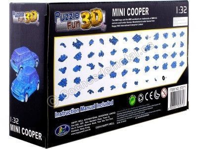 Carsdemetal.es 2014 Mini Cooper S "Puzzle 3d of 64 pièces" Blue Translucent 1:32 Happy Well 57071 2