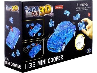2014 Mini Cooper S "Puzle 3D de 64 piezas" Azul Traslucido 1:32 Happy Well 57071 Cochesdemetal.es