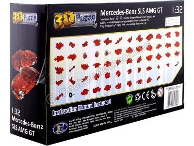 CARSDEMETAL.ES 2010 Mercedes-Benz SLS AMG GT "Puzzle 3D de 62 pièces" Red Translucide 1:32 Happy Well 57111 2