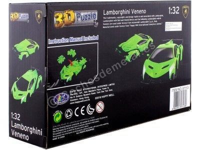 Cochesdemetal.es 2014 Lamborghini Veneno LP750-4 "Puzle 3D de 62 Piezas" Verde 1:32 Happy Well 57113 2