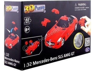 CARSDEMETAL.ES 2010 Mercedes-Benz SLS AMG GT "Puzzle 3D de 62 pièces" Red 1:32 Happy Well 57110