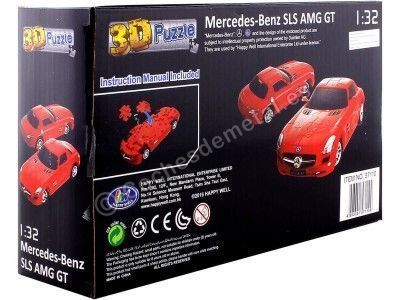 2010 Mercedes-Benz SLS AMG GT "Puzle 3D de 62 Piezas" Rojo 1:32 Happy Well 57110 Cochesdemetal.es 2