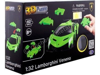 2014 Lamborghini Veneno LP750-4 "Puzle 3D de 62 Piezas" Verde 1:32 Happy Well 57113 Cochesdemetal.es