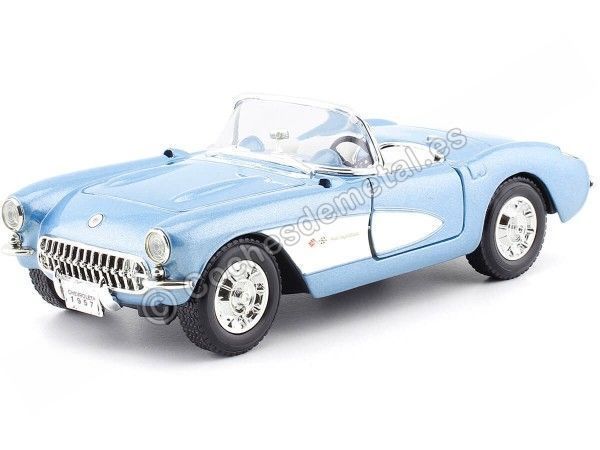 Cochesdemetal.es 1957 Chevrolet Corvette Azul Metalizado 1:24 Lucky Diecast 24201