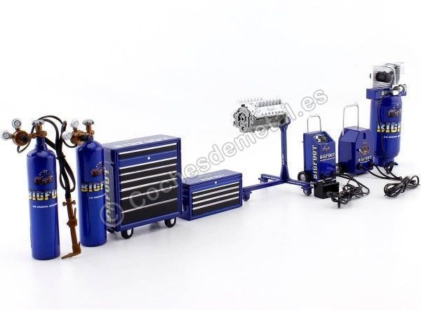 Carsdemetal.es Ensemble d'accessoires pour garage "Bigfoot" Blue 1:18 ACME GMP 18943