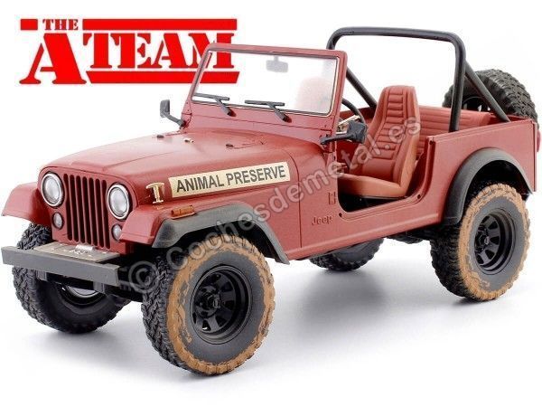 Carsdemetal.es 1983 Jeep CJ-7 "A-Team Team-A" Dirty Red 1:18 Greenlight 19091