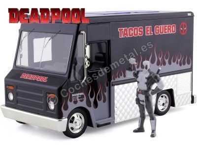 Cochesdemetal.es 2016 Foodtruck "Taco Truck" + Figura Deadpool Negro 1:24 Jada Toys 30540