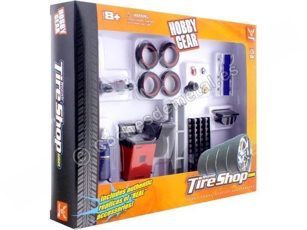 Carsdemetal.es Ensemble d'accessoires pour atelier de pneus 1:24 Gear de passe-temps 18422
