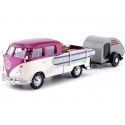 Cochesdemetal.es 1967 Volkswagen Type 2 (T1) Pickup "Set Semana en La Playa" Purple/Beige 1:24 Motor Max 79673
