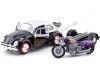Cochesdemetal.es 1966 Volkswagen Beetle Con Carro y Motocicleta Black/Silver 1:24 Motor Max 79675