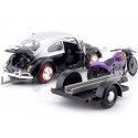 CARSDEMETAL.ES 1966 Volkswagen Beetle avec une moto noire / argent 1:24 Motor Max 79675