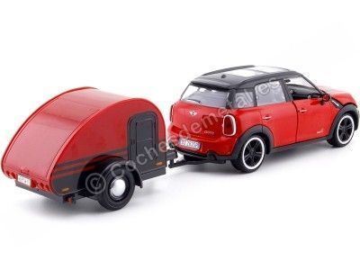 Cochesdemetal.es 2017 Mini Cooper S Countryman Con Remolque Camper Red/Black 1:24 Motor Max 79761 2