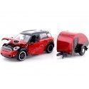 Cochesdemetal.es 2017 Mini Cooper S Countryman Con Remolque Camper Red / Black 1:24 Motor Max 79761