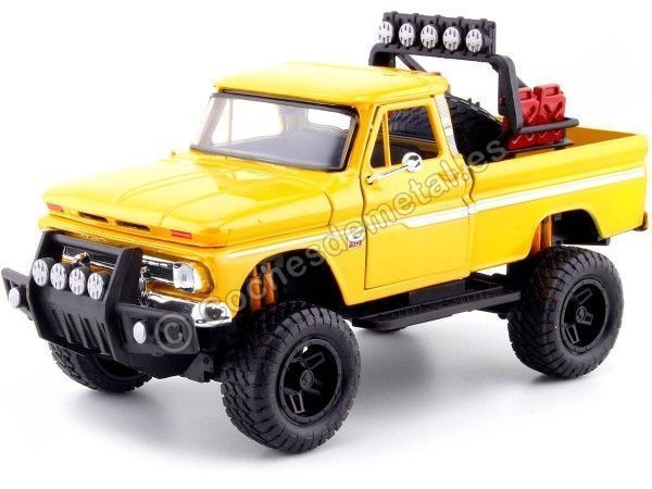 Carsdemetal.es 1966 Chevrolet C10 Fleetside Pickup off Off Road Metallic Yellow 1:24 Max Motor 79131