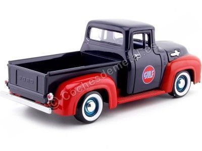 Cochesdemetal.es 1956 Ford F-100 Pickup "Gulf Edition" Azul/Rojo 1:24 Motor Max 79647 2