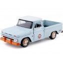 Cochesdemetal.es 1966 Chevrolet C10 Fleetside Pickup "Gulf Edition" Azul/Naranja 1:24 Motor Max 79648