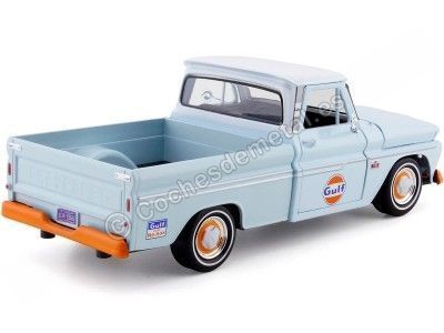 Cochesdelatal.es 1966 Chevrolet C10 Fleetside Pickup "Gulf Edition" Azul / Nararanja 1:24 Motor Max 79648 2