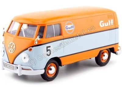 Cochesdemetal.es 1967 Volkswagen Type 2 (T1) Van de livraison "Gulf Edition" 1:24 Motor Max 79649