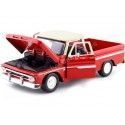 Cochesdemetal.es 1966 Chevrolet C10 Fleetside Pickup Rojo / Crema 1:24 Motor Max 73355