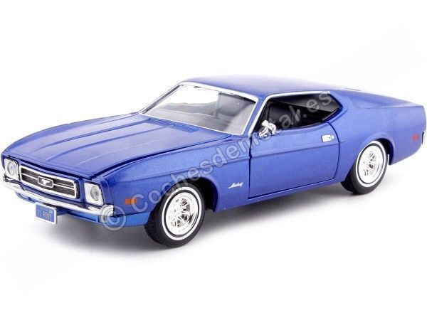 Cochesdemetal.es 1971 Ford Mustang Sportsroof Azul Metalizado 1:24 Motor Max 73327