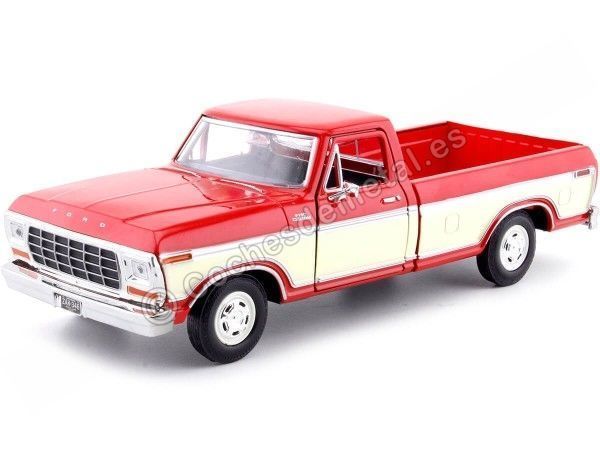 Cochesdemetal.es 1979 Ford F150 Pickup Custom Rojo / Beige 1:24 Motor Max 79346