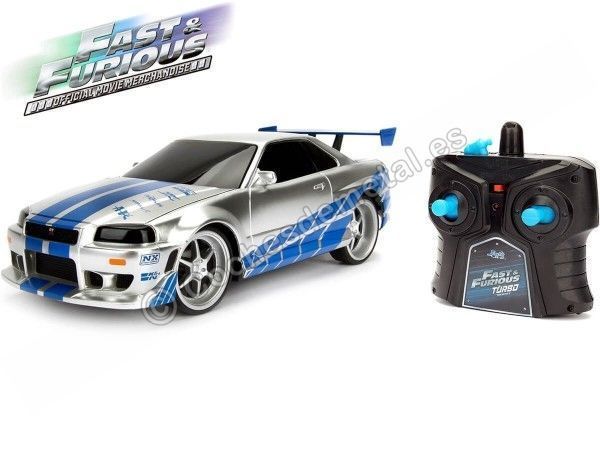 Cochesdemetal.es 2002 Nissan Skyline GT-R BNR34 "Fast & Furious" Radio Control 1:24 Jada Toys 99371 253203018