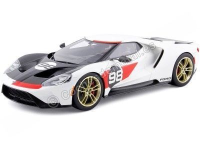 Cochesdemetal.es 2021 Ford GT Heritage Edition Blanco / Negro 1:18 Top Speed ​​TS0317