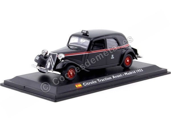 Cochesdemetal.es 1955 Citroen Traction Avant [M-603067] "Taxi de Madrid" Negro/Rojo 1:43 Editorial Salvat SP98