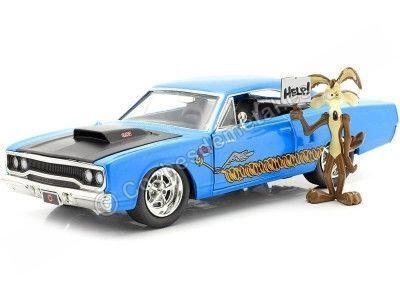 Cochesdemetal.es 1970 Plymouth Road Runner + Wile E. Coyote "Looney Tunes" Azul/Negro 1:24 Jada Toys 32038/253255028