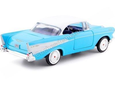 Cochesdemetal.es 1957 Chevrolet Bel Air Azul/Blanco 1:24 Motor Max 73228 2