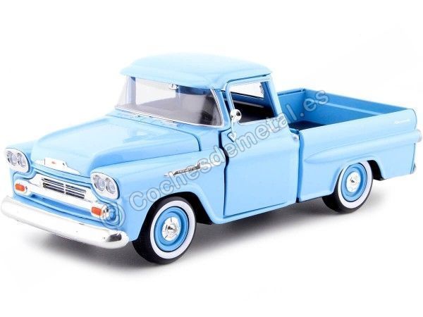 CARSDEMETAL.ES 1958 Chevrolet Apache Fleetline Pickup Light Bleu 1:24 MAX 79311 Moteur