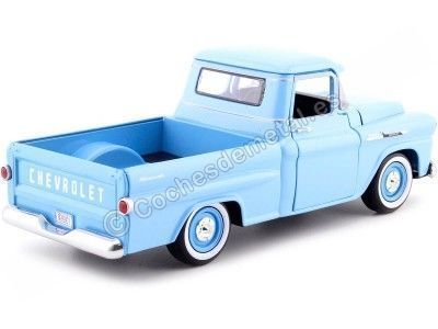 CARSDEMETAL.ES 1958 Chevrolet Apache Fleetline Pickup Light Bleu 1:24 MAX 79311 Moteur 2