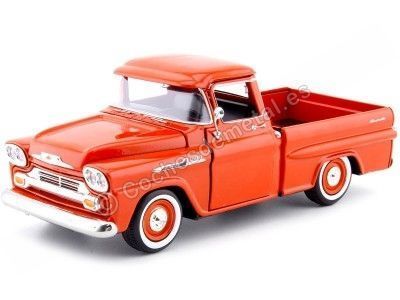 Cochesdemetal.es 1958 Chevrolet Apache Fleetline Pickup Naranja 1:24 Motor Max 79311