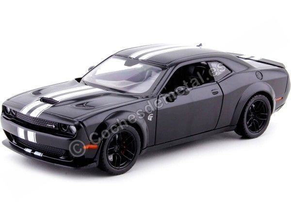 Cochesdemetal.es 2018 Dodge Challenger SRT Hellcat Wide Body Negro/Blanco 1:24 Motor Max 79350