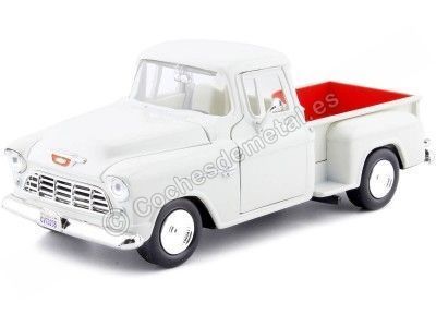 Cochesdemetal.es 1955 Chevrolet 5100 Stepside Blanco 1:24 Motor Max 73236