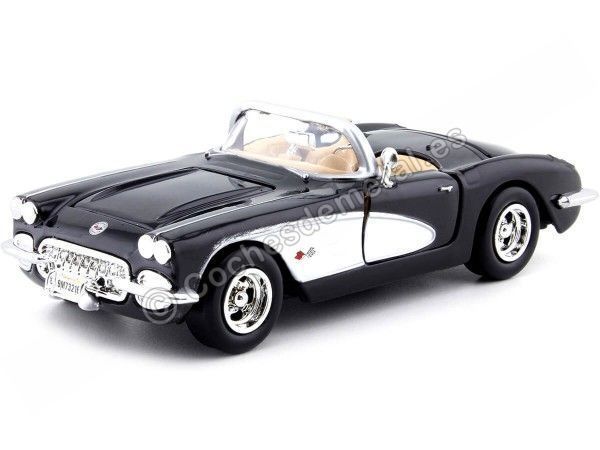 Cochesdemetal.es 1959 Chevrolet Corvette (C1) Negro / Blanco 1:24 Motor Max 73216